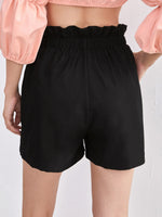 Paperbag Waist Tie Front Slant Pocket Shorts