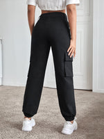 Flap Pocket Solid Cargo Pants