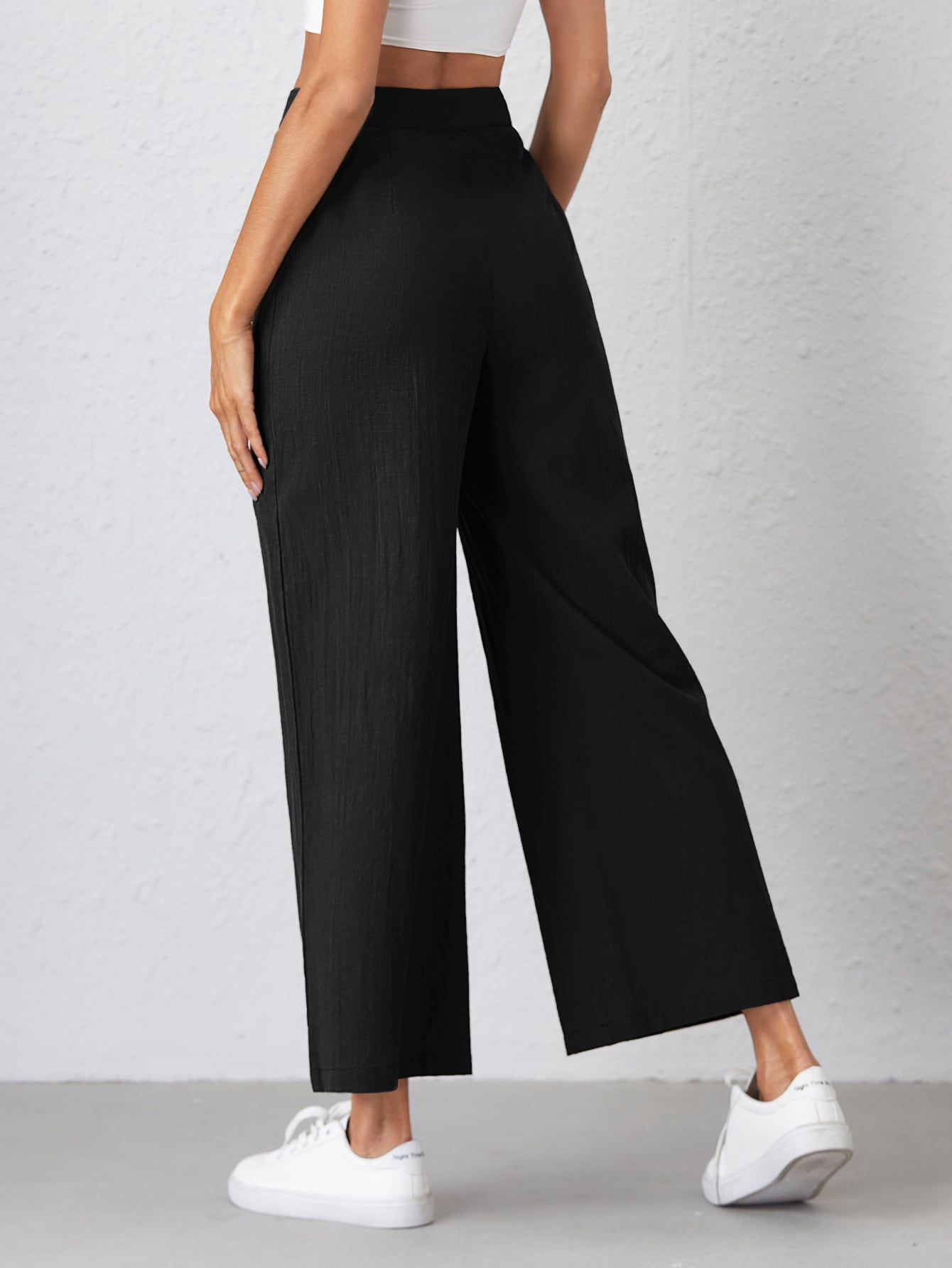 Solid Wide Leg Pants