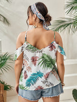 Plus Cold Shoulder Tropical Top