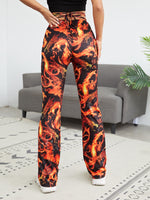 Lace Up Fire Dragon Print Pants