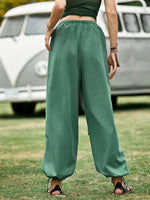 Tie Waist Knot Hem Carrot Pants