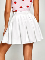 High Waisted Zipper Side Pleated Skirt