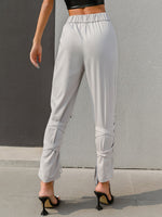 Glamaker High Waist Fold Pleat Crisscross Knotted Cropped Pants