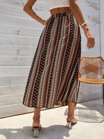 Ditsy Floral & Striped Split Skirt