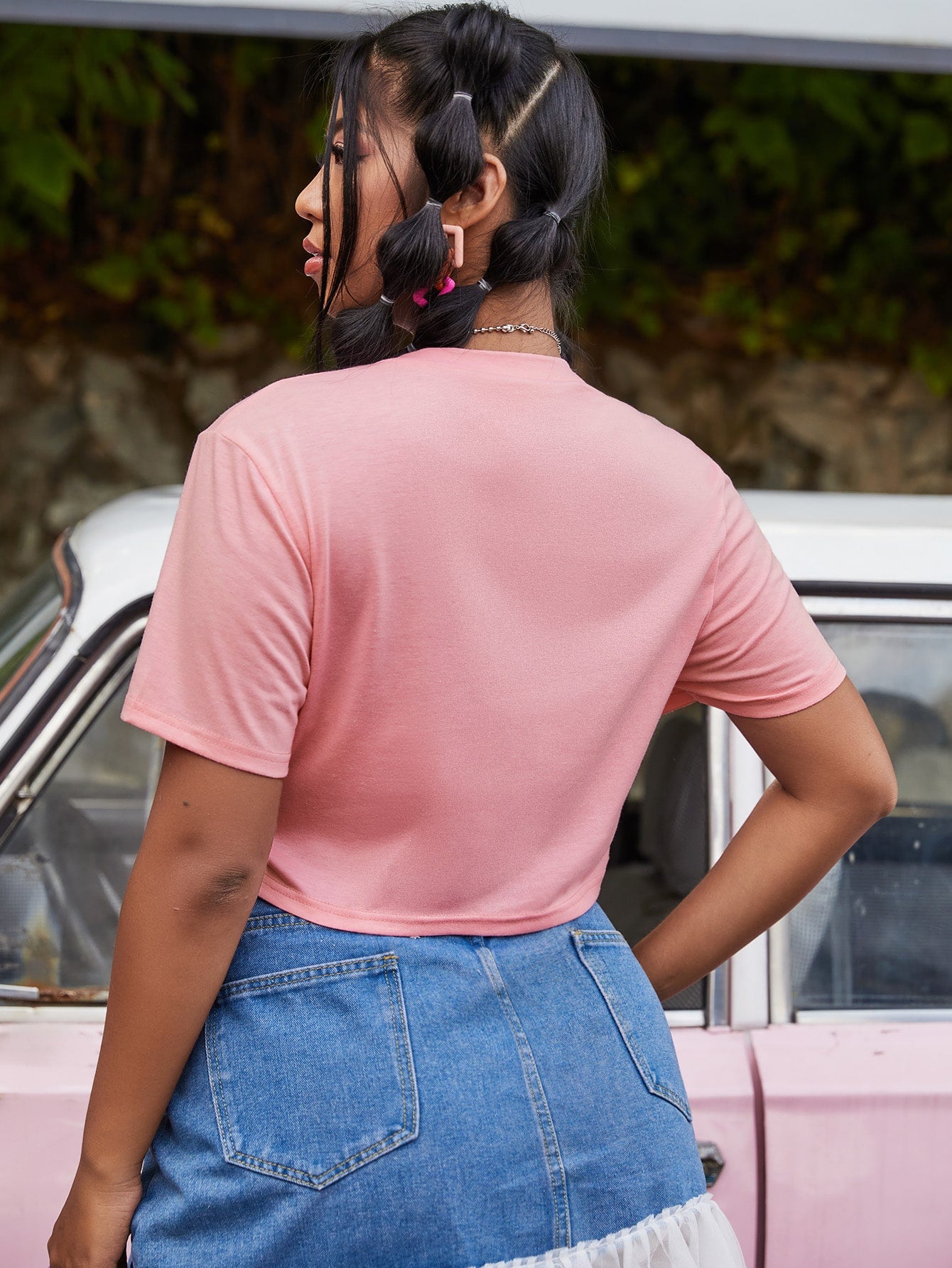Plus Heart Patched Crop Tee
