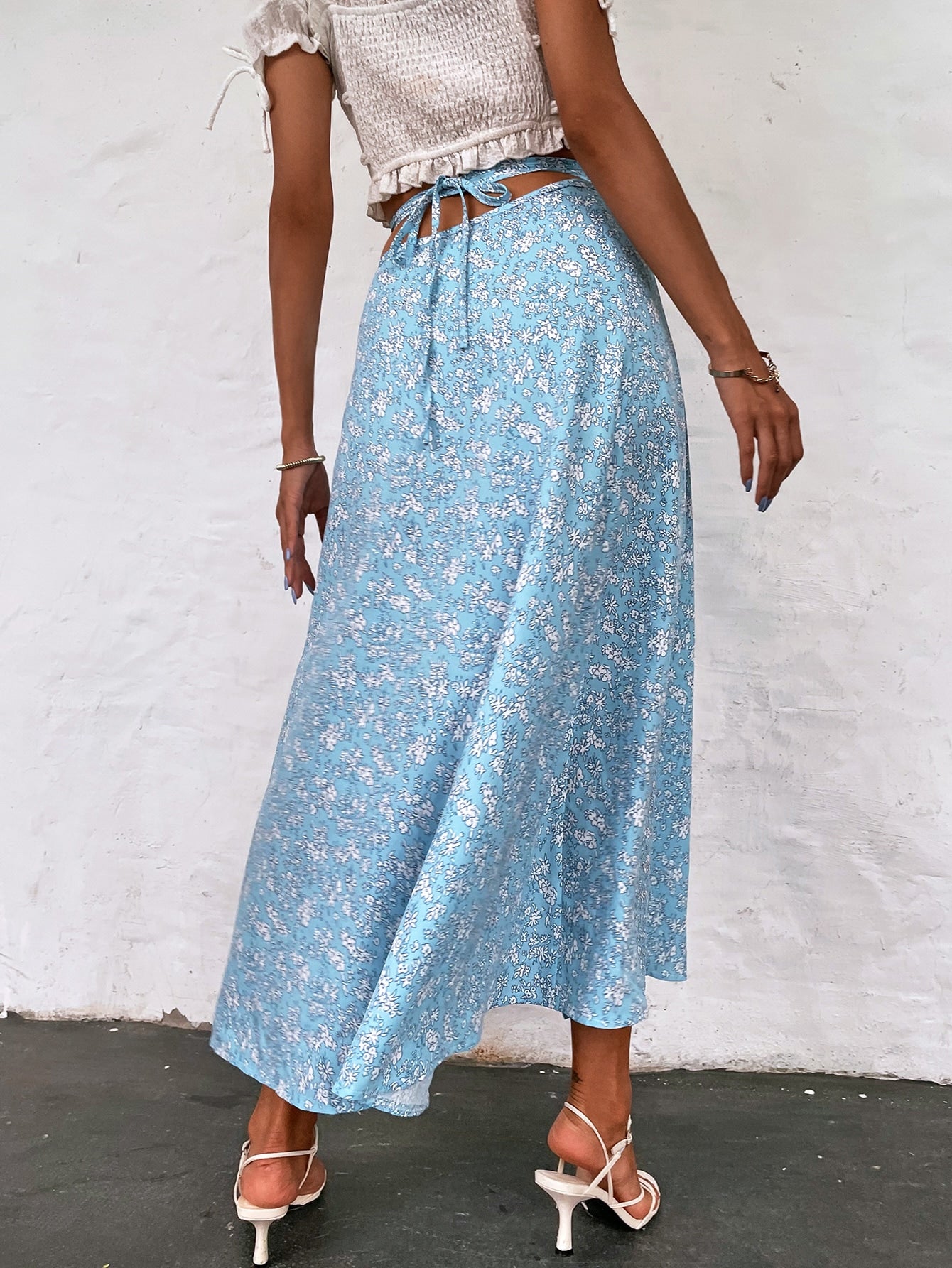 Ditsy Floral Tie Back Wrap Skirt