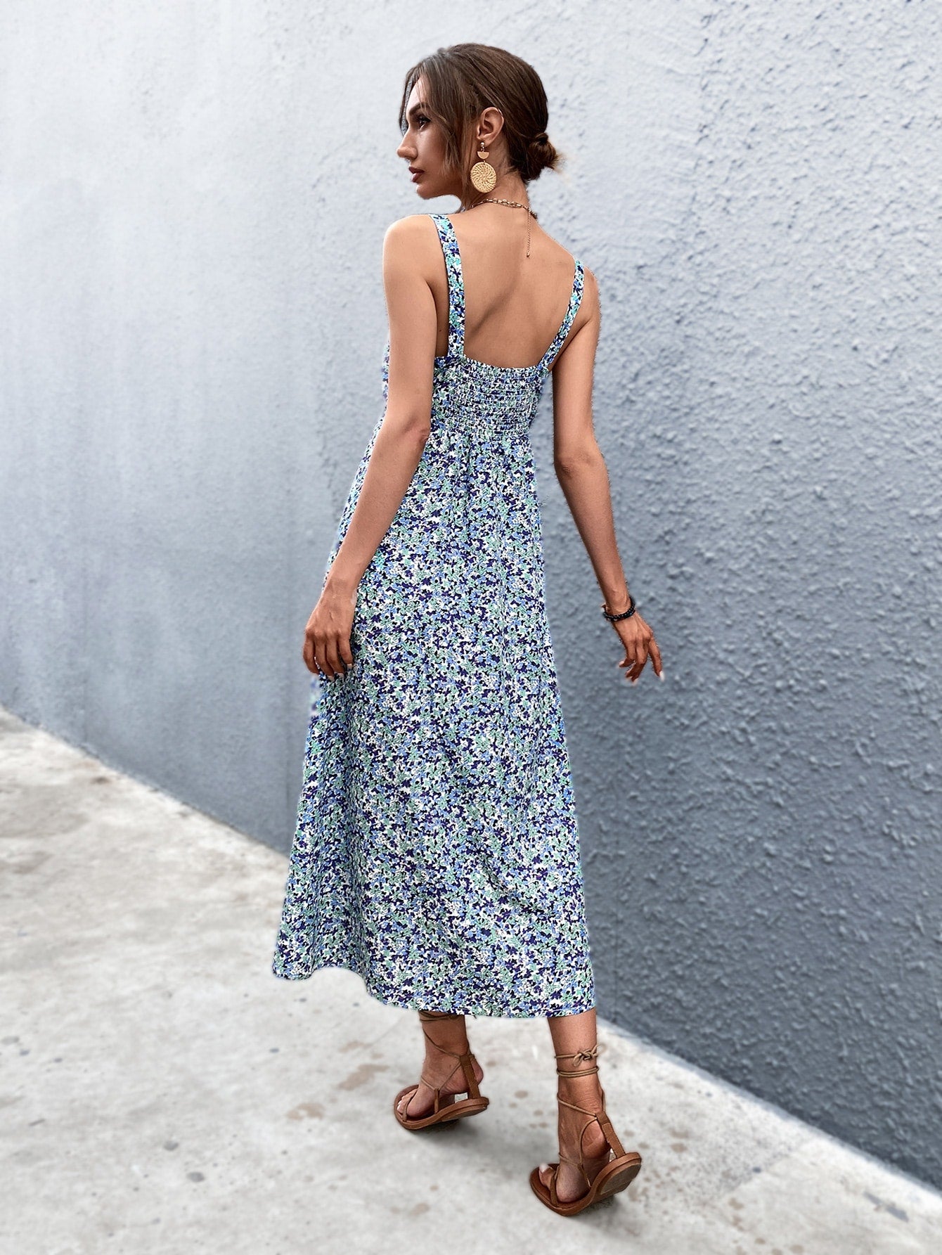 Ditsy Floral Split Hem Cami Dress