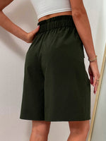 Paper Bag Waist Slant Pocket Shorts