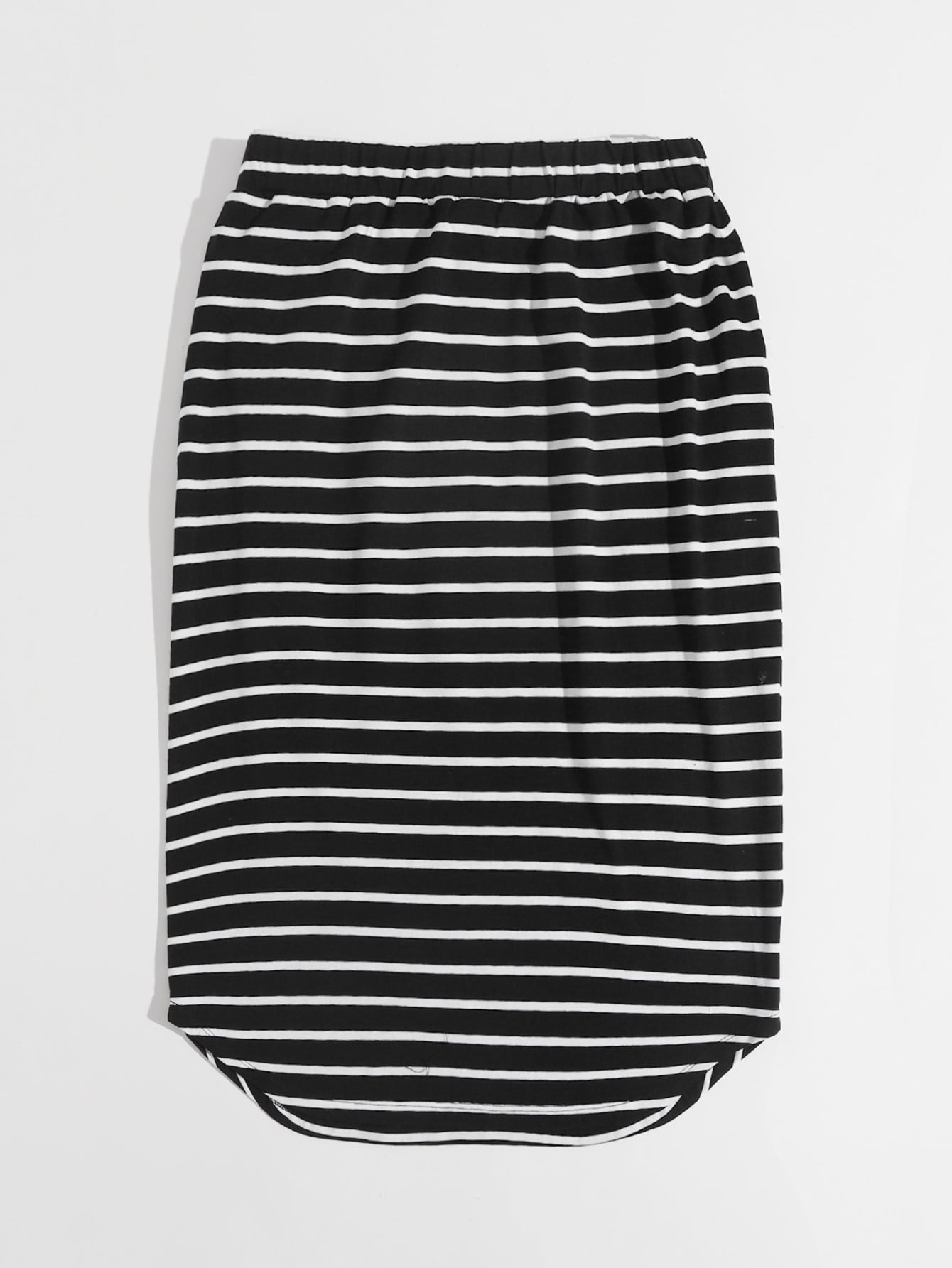 Knot Waist Slant Pocket Striped Skirt