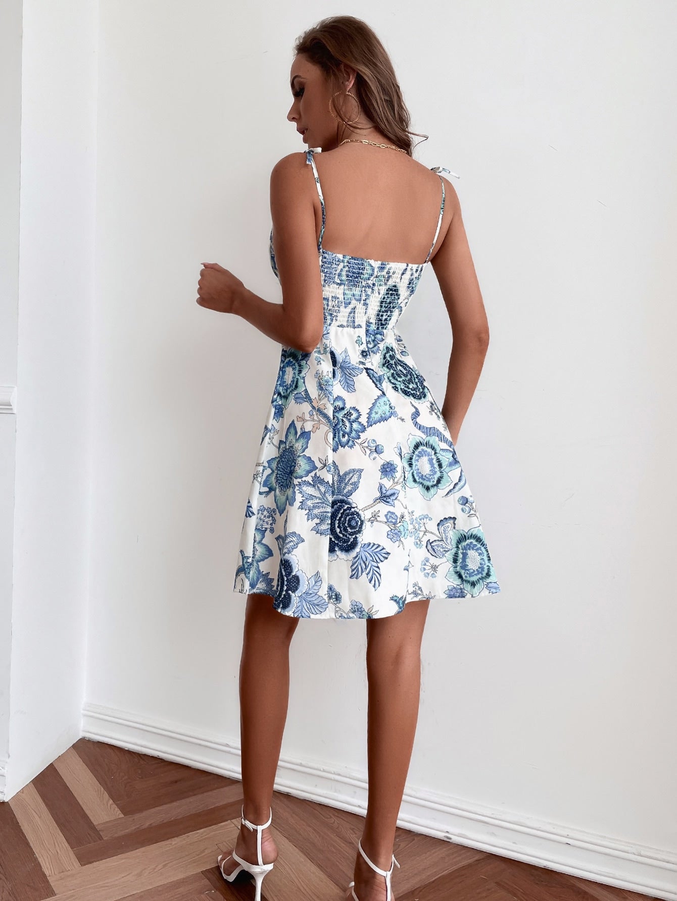 Knot Strap Floral Print Cami Dress