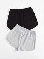 2 Pack Elastic Waist Dolphin Shorts