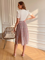 Floral Print Pleated Skirt