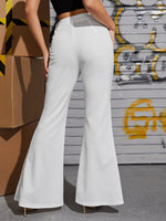 Zipper Fly Seam Split Front Flare Leg Pants