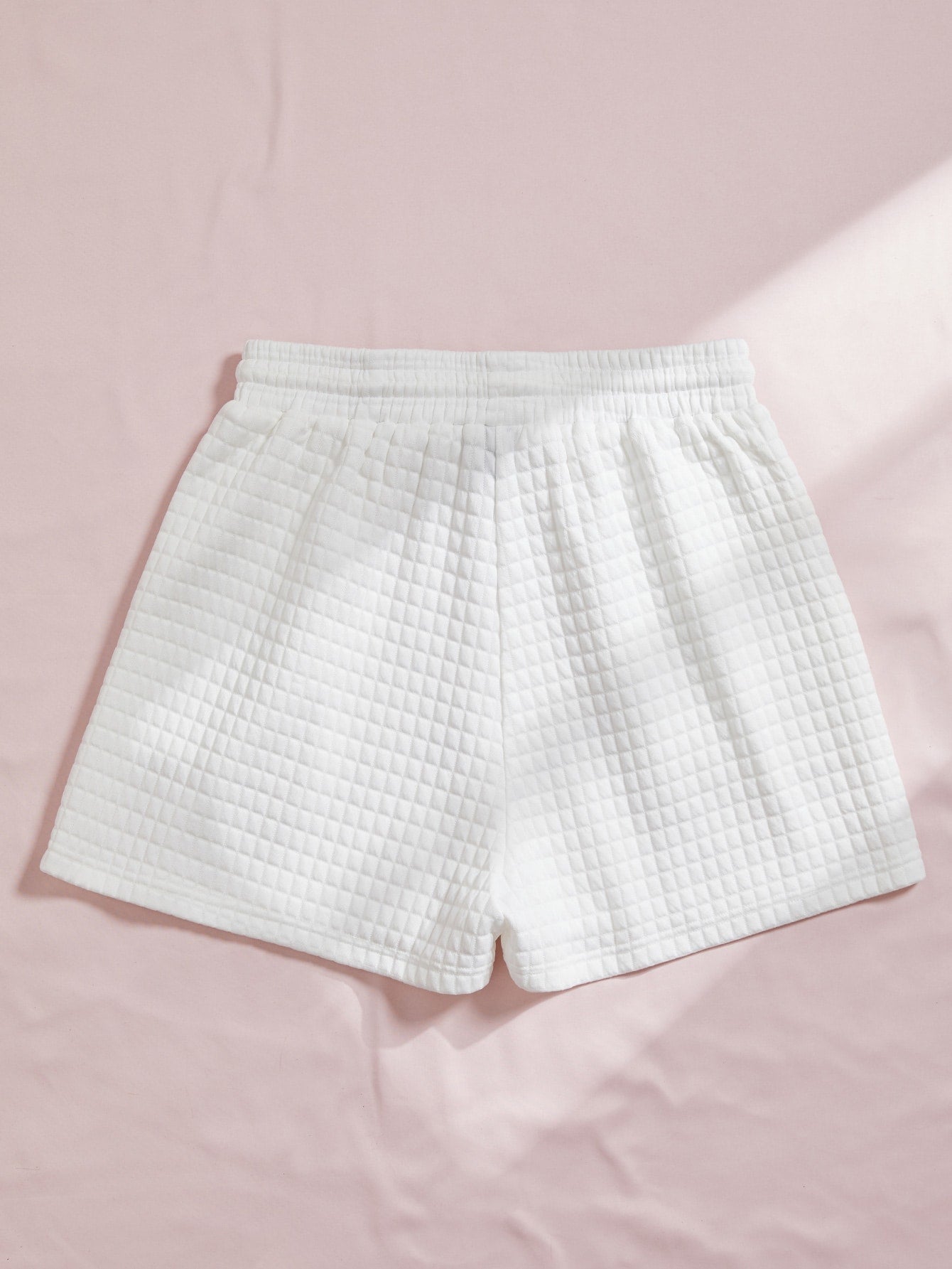 Drawstring Waist Textured Knit Shorts