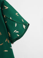 Plus Plants Embroidery Petal Sleeve Blouse