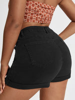 Plus Rolled Hem Denim Shorts
