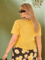 Plus Tie Front Allover Heart Top