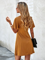 Flounce Sleeve Button Front Dress