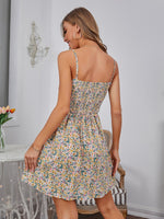 All Over Print Shirred Back Cami Dress