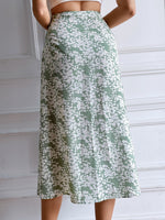 Ditsy Floral Print Slit Skirt