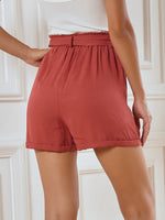 Paper Bag Waist Belted Roll Up Hem Shorts