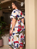 Plus Geo Print Surplice Front Dress