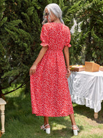Ditsy Floral Print Ruffle Puff Sleeve Dress