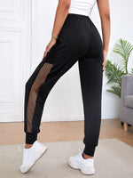 Fishnet Insert Elastic Waist Sweatpants