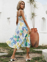 Plants Print Ruffle Hem Cami Dress