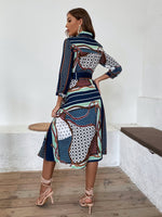 Scarf Print Shirt Dress With Belt
