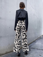 Drawstring Waist Plants Wide Leg Pants