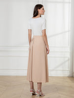 High Waist Pleated Buckled Belted Skirt
