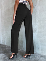 Solid Tie Front Wide Leg Pants