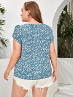 Plus Ditsy Floral Petal Sleeve Top