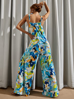 Floral Knot Straps Wide Leg Jumpsuit