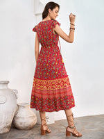 Rusttydustty Tie Neck Paisley Print Dress Without Belt