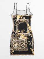 Plus Chain Zebra Stripe Print Cami Dress