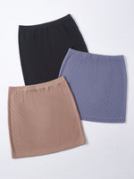 3Pcs Solid Skirt