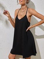 Lace Detail Open Back Halter Dress
