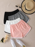 4pcs Contrast Binding Dolphin Shorts