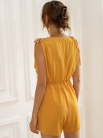 Surplice Front Drawstring Shoulder Romper