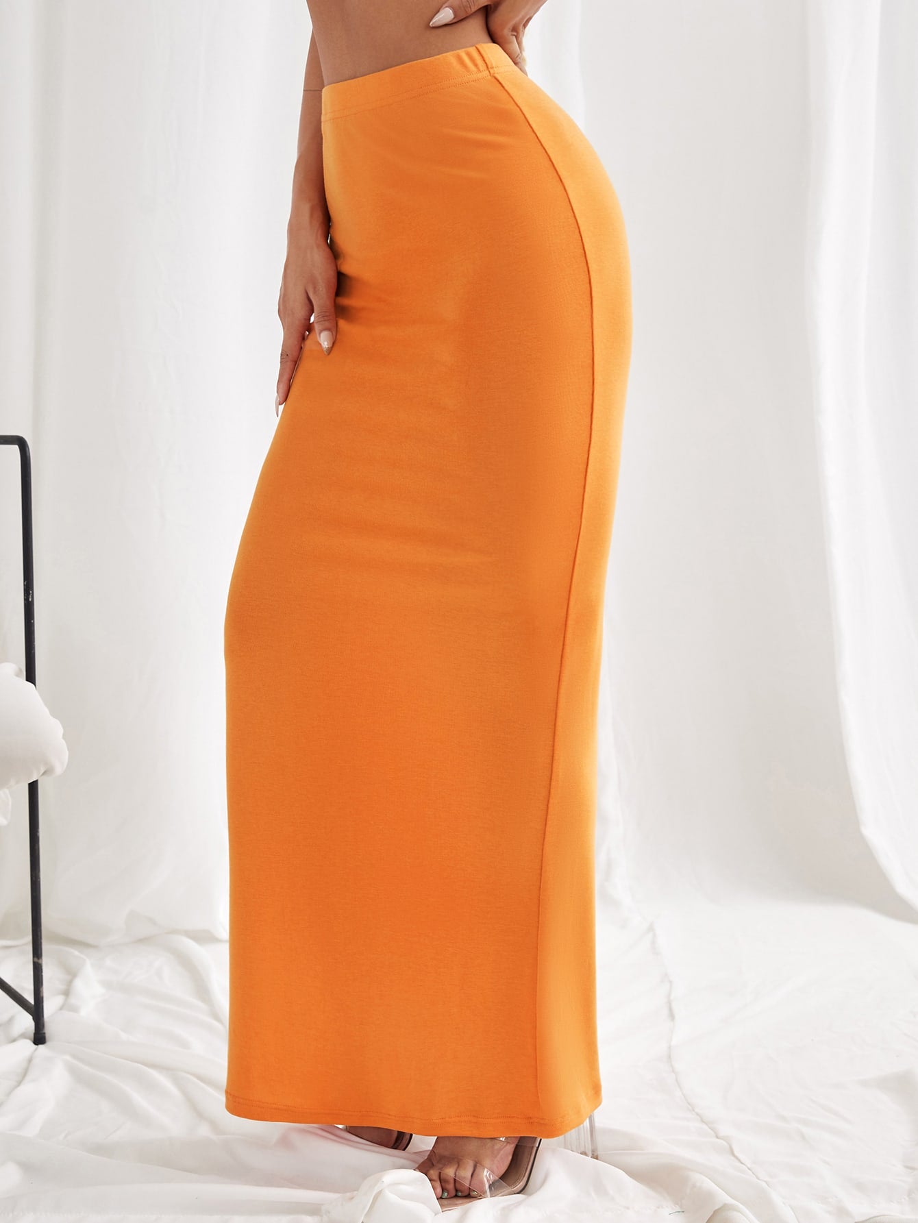 Solid Bodycon Longline Skirt