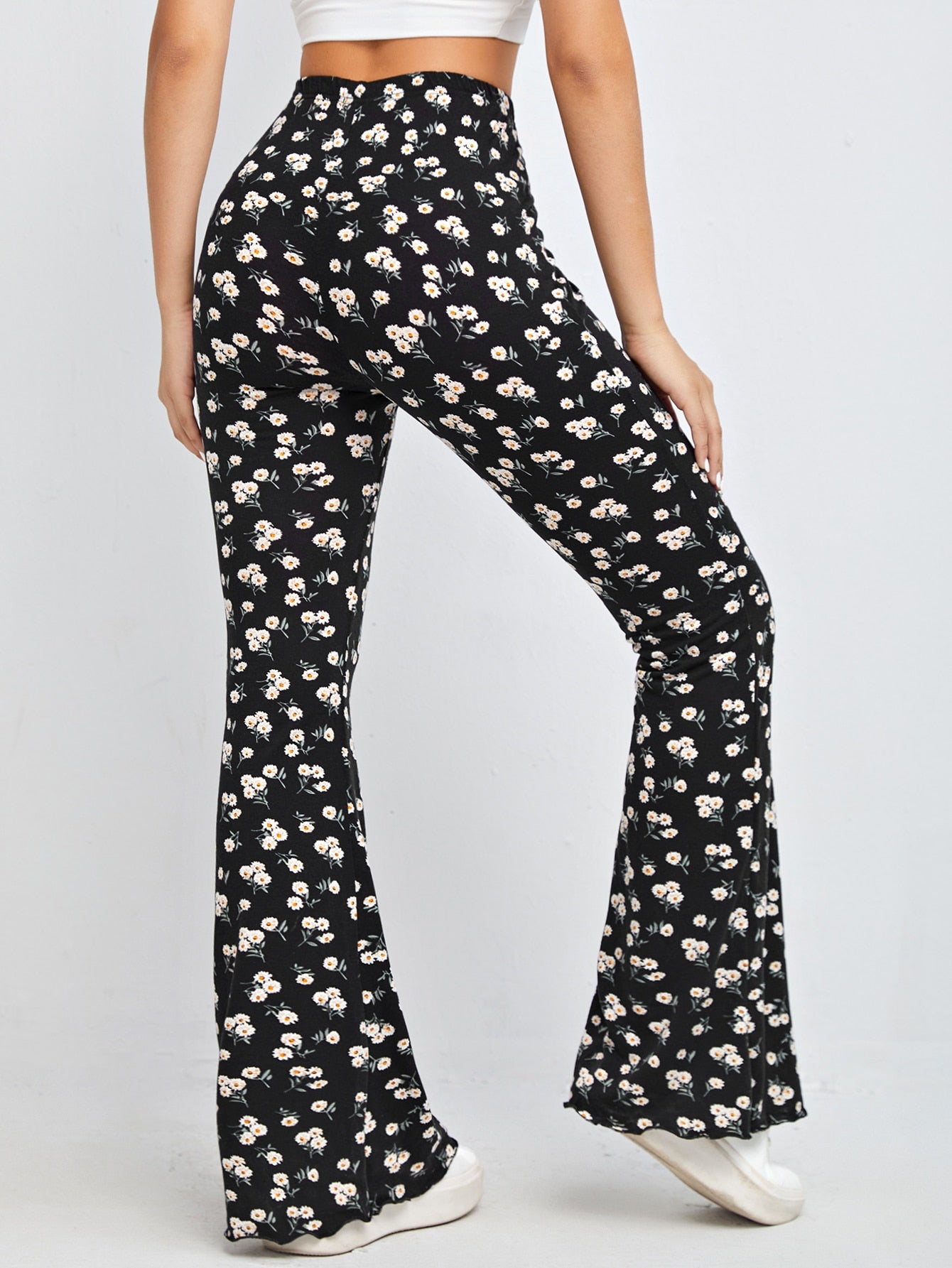 Ditsy Floral High Waist Flare Leg Pants