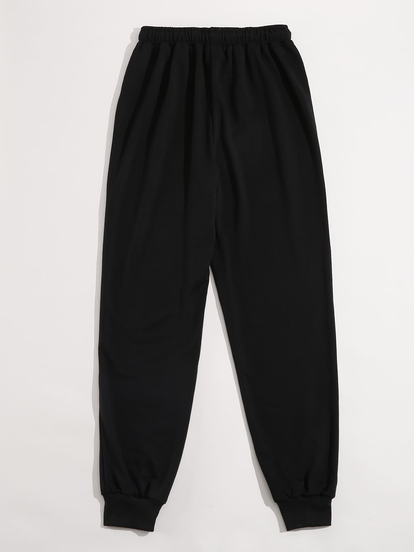 Letter Print Drawstring Tie Front Sweatpants