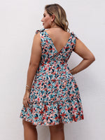Plus Allover Floral Print Ruffle Hem Dress