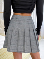 Glen Plaid Print Pleated Skirt
