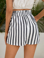 Knot Front Wrap Striped Shorts