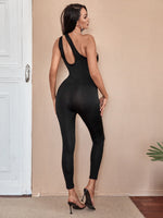 One Shoulder Solid Jumpsuit