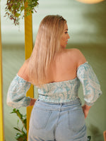Plus Paisley Print Off The Shoulder Crop Blouse